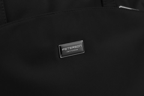 Czarny shopper bag torebka mieszcząca A4 - Peterson