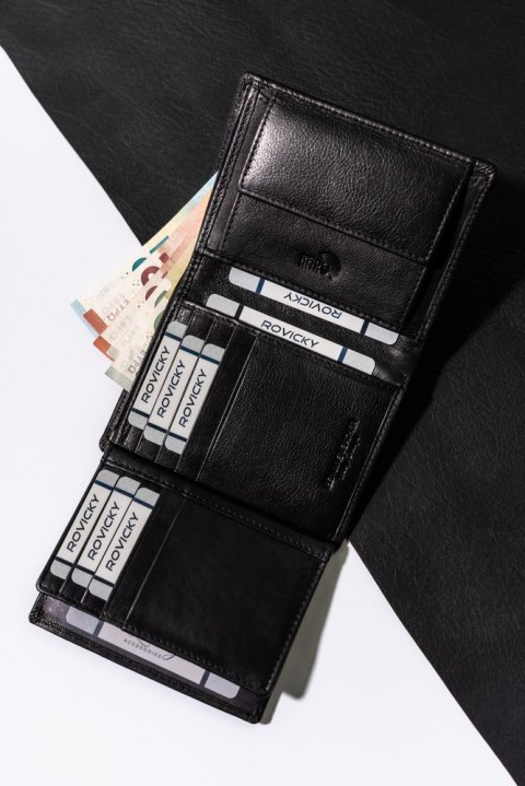 Portfel męski skórzany pionowy z ochroną RFID - Rovicky