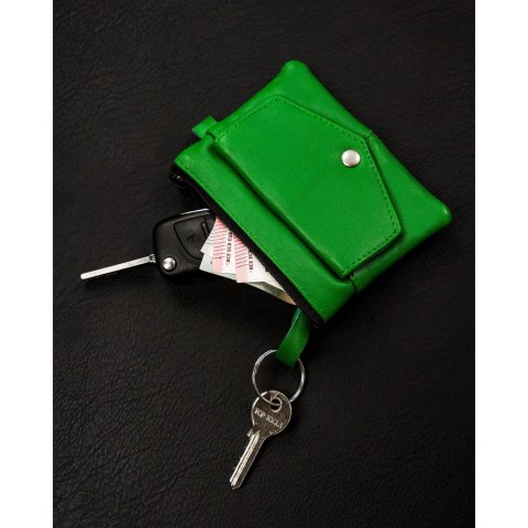 Skórzane etui na klucze w ciemno zielonym kolorze