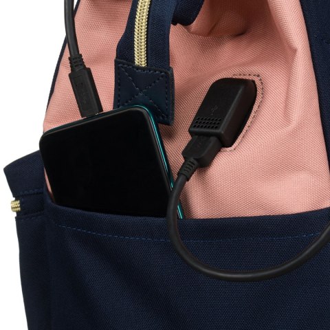 Dwukolorowy plecak damski z poliestru z miejscem na laptopa, idealny na bagaż podręczny - Peterson