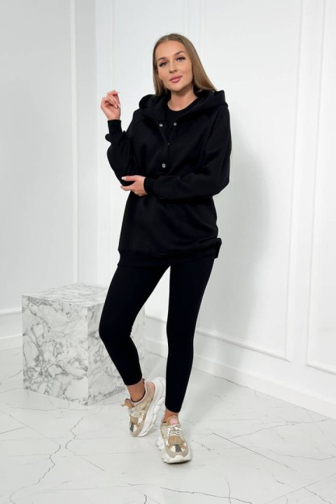 Komplet 3 w 1 bluza, top i legginsy czarny