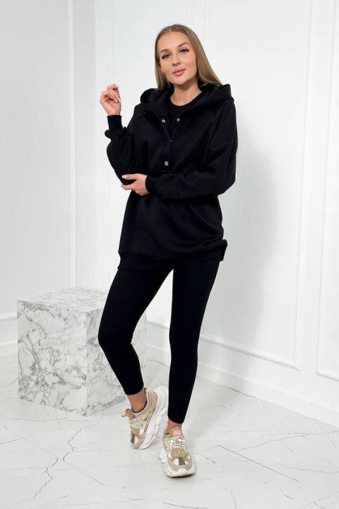 Komplet 3 w 1 bluza, top i legginsy czarny