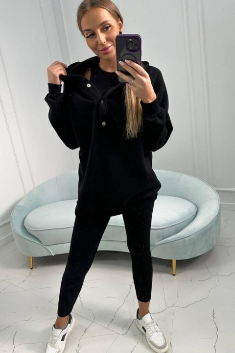 Komplet 3 w 1 bluza, top i legginsy czarny