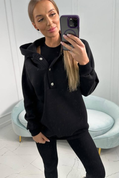 Komplet 3 w 1 bluza, top i legginsy czarny