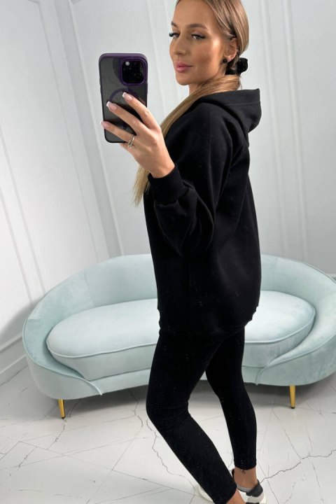 Komplet 3 w 1 bluza, top i legginsy czarny