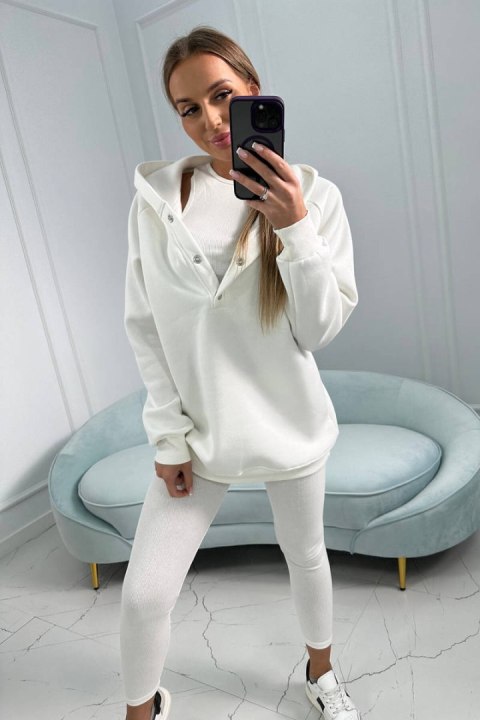 Komplet 3 w 1 bluza, top i legginsy ecru