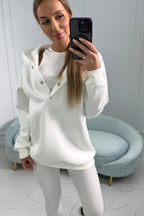 Komplet 3 w 1 bluza, top i legginsy ecru