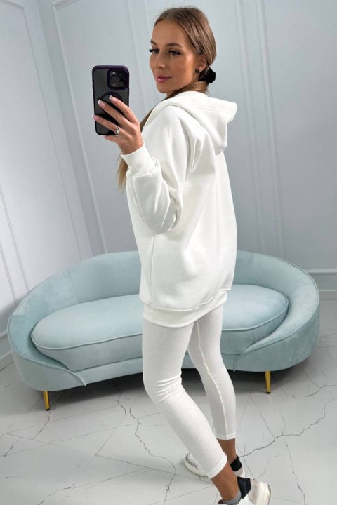 Komplet 3 w 1 bluza, top i legginsy ecru