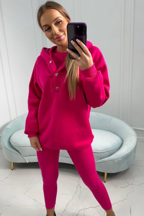 Komplet 3 w 1 bluza, top i legginsy fuksja