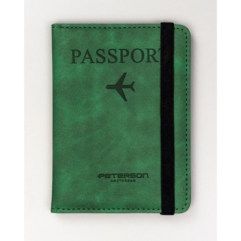 Etui na dokumenty/paszport wykonane ze skóry ekologicznej w zielonym kolorze - Peterson