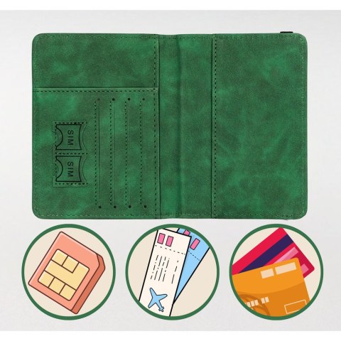 Etui na dokumenty/paszport wykonane ze skóry ekologicznej w zielonym kolorze - Peterson