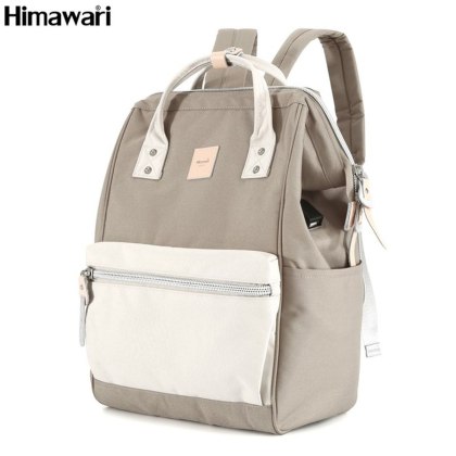 Kremowo-beżowy plecak z miejscem na laptopa i portem USB - Himawari