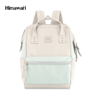Pojemny plecak na laptopa w kolorze ecru i miętowym z portem USB - Himawari