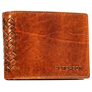 Skórzany portfel męski w kolorze brązowym z systemem RFID - Peterson