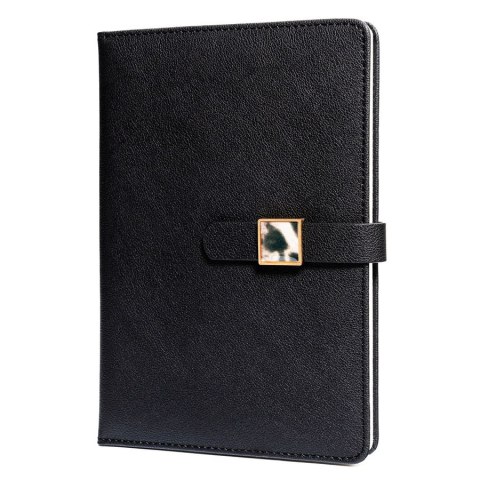 Zestaw prezentowy: czarny notes w linie z magnetycznym zapięciem i długopis z czarnym wkładem - Peterson