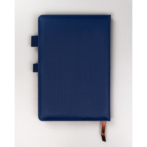 Zestaw prezentowy: elegancki, granatowy notes A5 w linie i długopis z czarnym wkładem - Peterson
