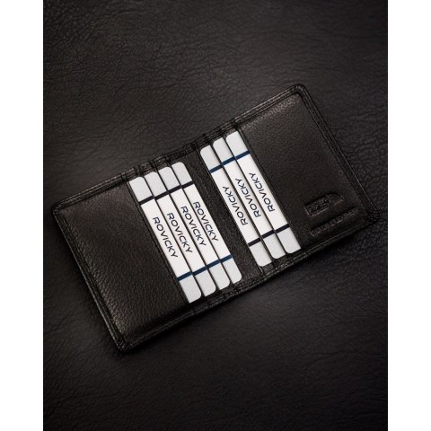 Czarne etui na karty ze skóry naturalnej z systemem RFID - 4U Cavaldi