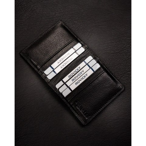 Czarne etui na karty ze skóry naturalnej z systemem RFID - 4U Cavaldi