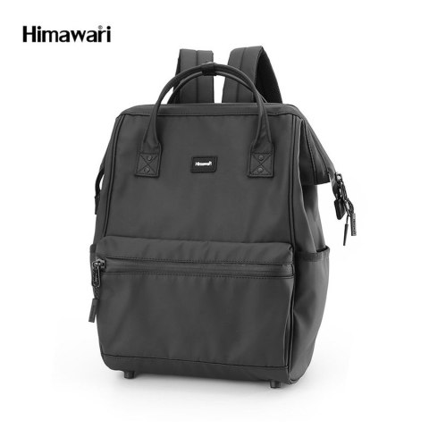 Czarny plecak z wodoodpornego nylonu wyposażony w port USB i stabilizujące nóżki na spodzie - Himawari Czarny plecak z wodoodpornego nylonu wyposażony w port USB i stabilizujące nóżki na spodzie - Himawari