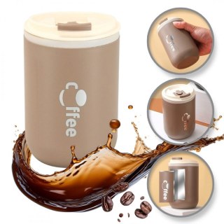 Kubek termiczny 500 ml z rurką – stal nierdzewna, szczelny, brązowy COFFEE CUP07WZ2