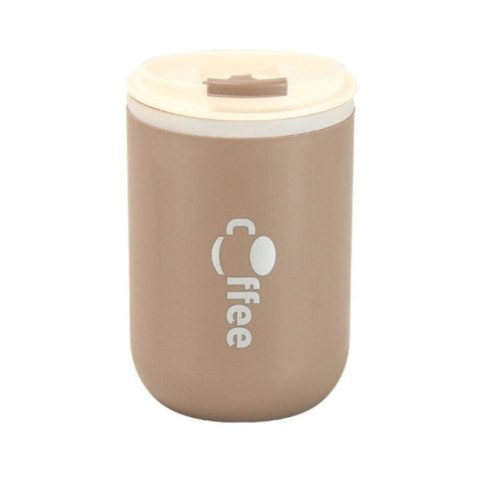 Kubek termiczny 500 ml z rurką – stal nierdzewna, szczelny, brązowy COFFEE CUP07WZ2