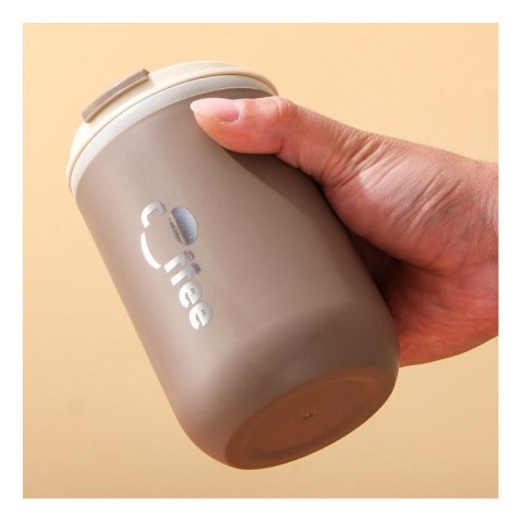 Kubek termiczny 500 ml z rurką – stal nierdzewna, szczelny, brązowy COFFEE CUP07WZ2