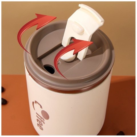 Kubek termiczny 500 ml z rurką – stal nierdzewna, szczelny, brązowy COFFEE CUP07WZ2