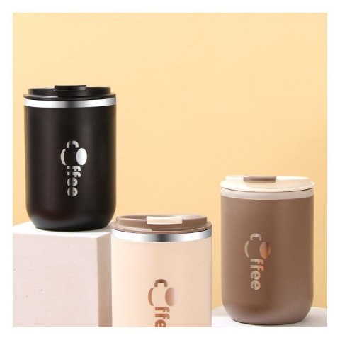 Kubek termiczny 500 ml z rurką – stal nierdzewna, szczelny, brązowy COFFEE CUP07WZ2