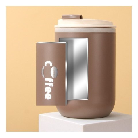 Kubek termiczny 500 ml z rurką – stal nierdzewna, szczelny, brązowy COFFEE CUP07WZ2