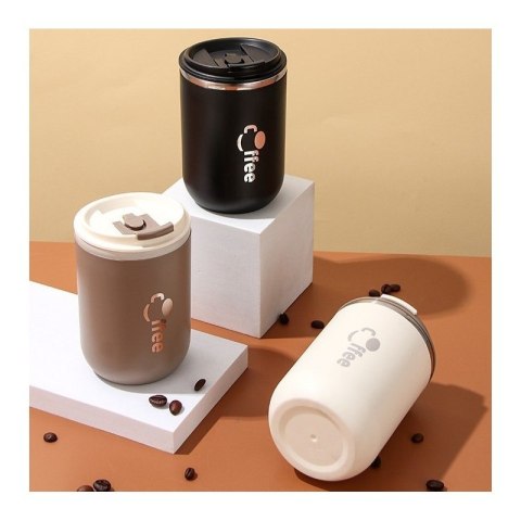 Kubek termiczny 500 ml z rurką – stal nierdzewna, szczelny, brązowy COFFEE CUP07WZ2
