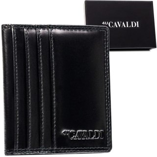 Skórzane, czarne etui na karty bez zapięcia z systemem RFID - 4U Cavaldi