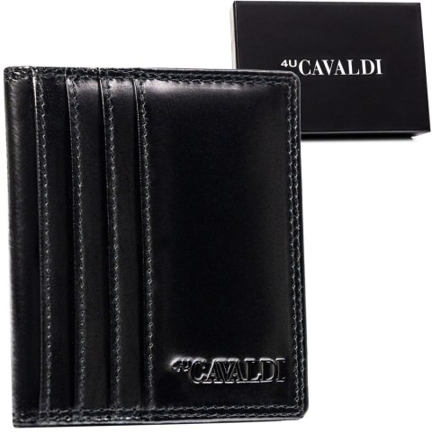 Skórzane, czarne etui na karty bez zapięcia z systemem RFID - 4U Cavaldi