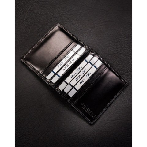 Skórzane, czarne etui na karty bez zapięcia z systemem RFID - 4U Cavaldi