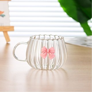 Szklanka Ryflowana „Tulips” z Różową Kokardką – 350 ml SZK158