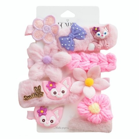Zestaw pakiet 9w1 spinek wsuwek do włosów puchate PINK SP284 Zestaw pakiet 9w1 spinek wsuwek do włosów puchate PINK SP284