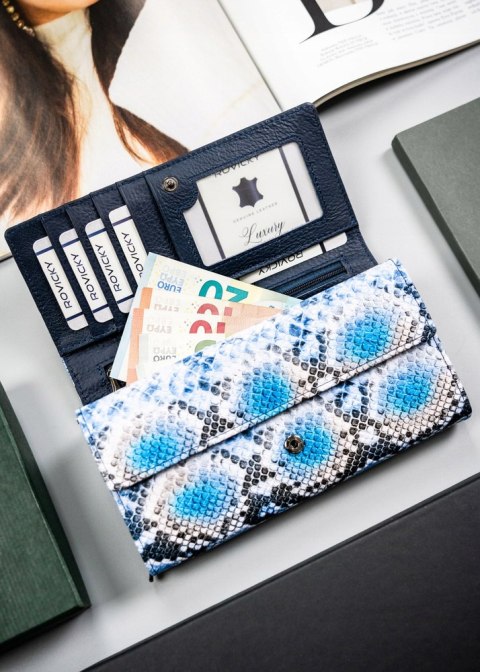 Skórzany portfel z motywem węża i RFID – model 4U Cavaldi z przegródkami i miejscem na zdjęcie