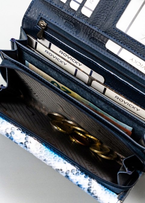 Skórzany portfel z motywem węża i RFID – model 4U Cavaldi z przegródkami i miejscem na zdjęcie
