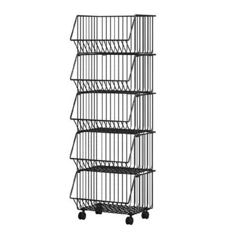 Pięciopoziomowy regał na kółkach, metalowy, koszyki, XXL 99x41x29cm SZ26