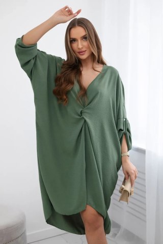 Sukienka oversize z dekoltem V khaki