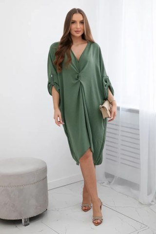 Sukienka oversize z dekoltem V khaki