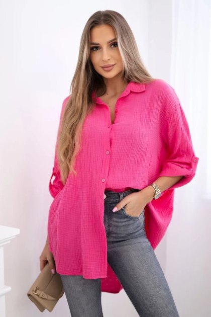 Koszula Damska Muślinowa Oversize Różowa Plus Size – 100% Bawełna | Stylowy Wieszak
