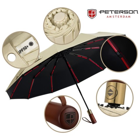 Biały parasol automatyczny Peterson z filtrem UV i pokrowcem – Stylowy Wieszak
