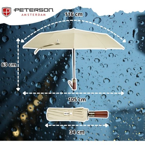 Biały parasol automatyczny Peterson z filtrem UV i pokrowcem – Stylowy Wieszak