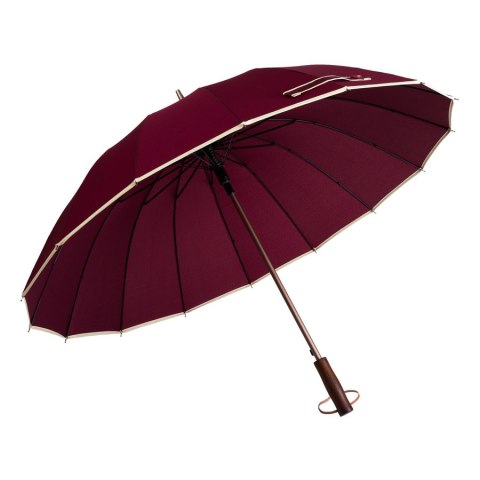 Czerwony parasol Peterson z dużą czaszą i drewnianą rączką w pudełku – Stylowy Wieszak