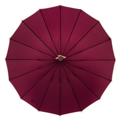 Czerwony parasol Peterson z dużą czaszą i drewnianą rączką w pudełku – Stylowy Wieszak