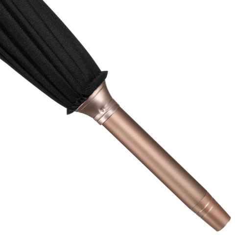 Czarny parasol Peterson z dużą czaszą i stylową drewnianą rączką – Stylowy Wieszak
