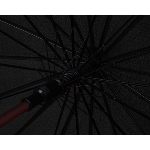 Czarny parasol Peterson z dużą czaszą i stylową drewnianą rączką – Stylowy Wieszak