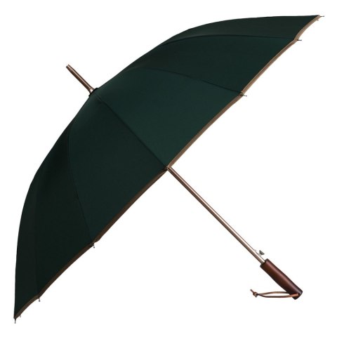 Zielony parasol Peterson z dużą czaszą i drewnianą rączką, w eleganckim pudełku – Stylowy Wieszak
