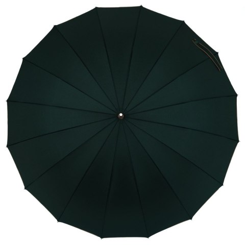 Zielony parasol Peterson z dużą czaszą i drewnianą rączką, w eleganckim pudełku – Stylowy Wieszak