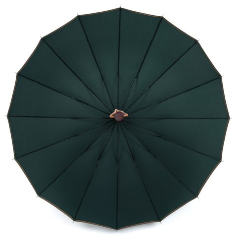 Zielony parasol Peterson z dużą czaszą i drewnianą rączką, w eleganckim pudełku – Stylowy Wieszak